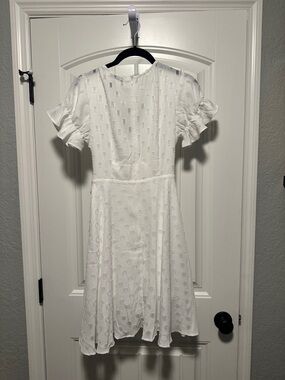 Showpo White Textured Puff Sleeve Midi Dress